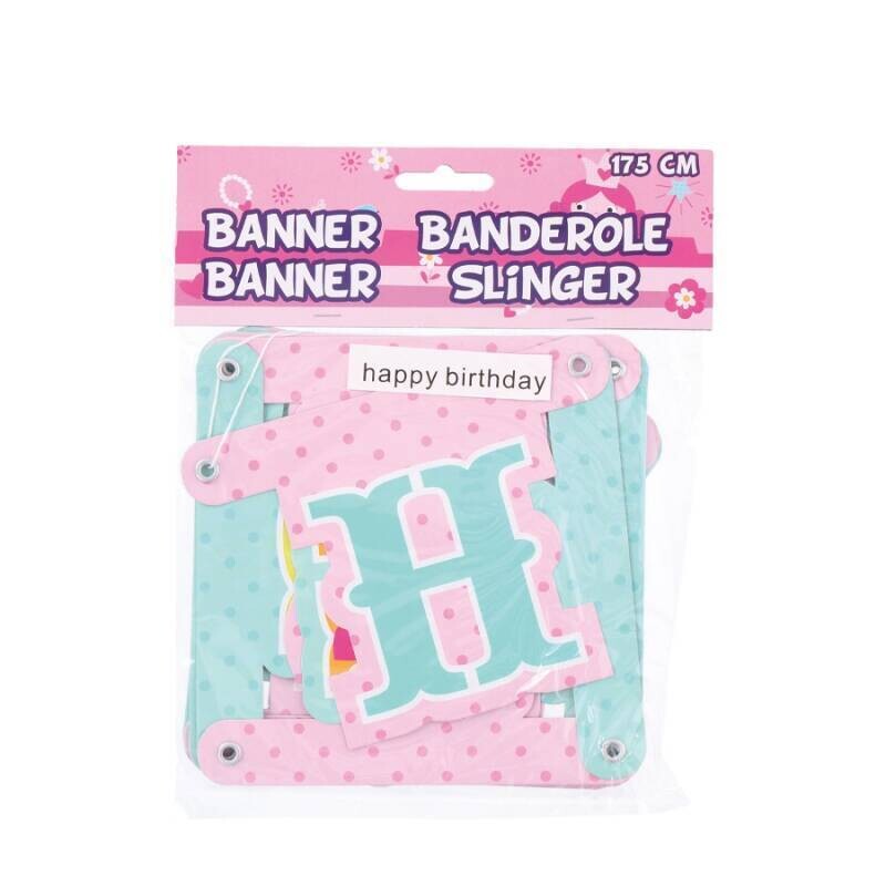 Slinger Happy Birthday Roze 175cm