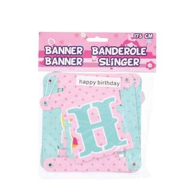 Slinger Happy Birthday Roze 175cm