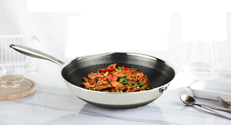 Wokpan Cheffinger honinggraat 32cm zonder deksel