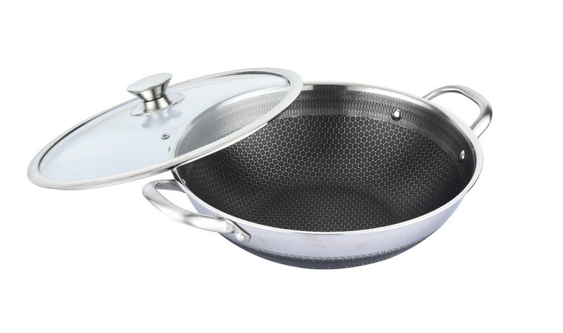 Wokpan Cheffinger met Deksel honinggraat 32cm