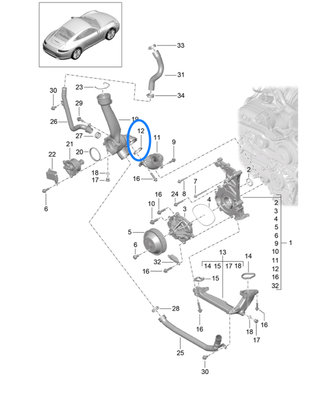 coolant pipe gasket between thermostat housing and plastic pipe