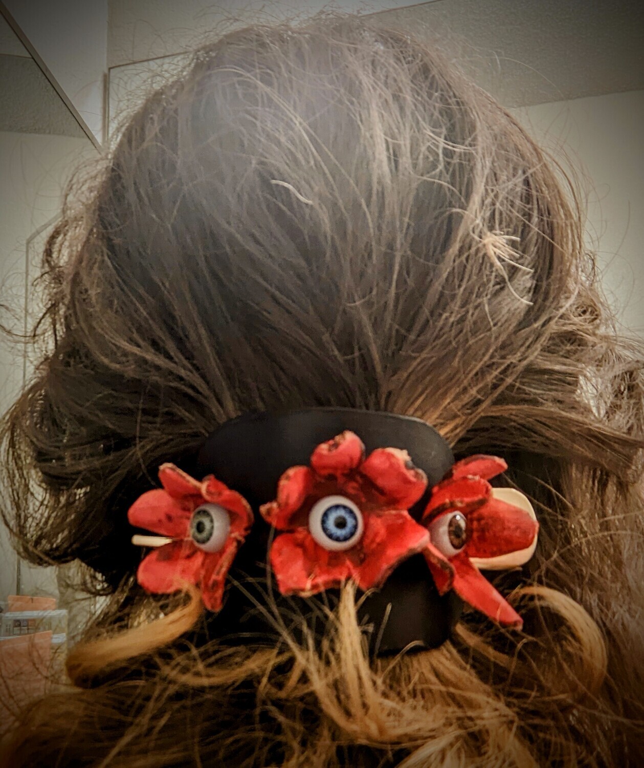 Leather Eyeball Flower Ponytail Cover