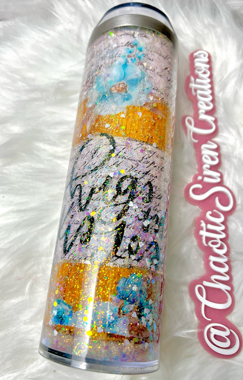 20oz Blue Floral Hugs &amp; Kisses Snow Globe Tumbler