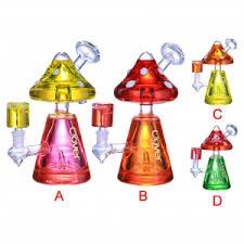 Clover Glass - 9&quot; Glycerin Filled Mushroom Bell Water Pipe