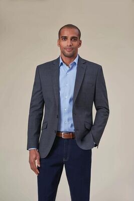 Men's Lucio Slim Fit Navy Check Jacket