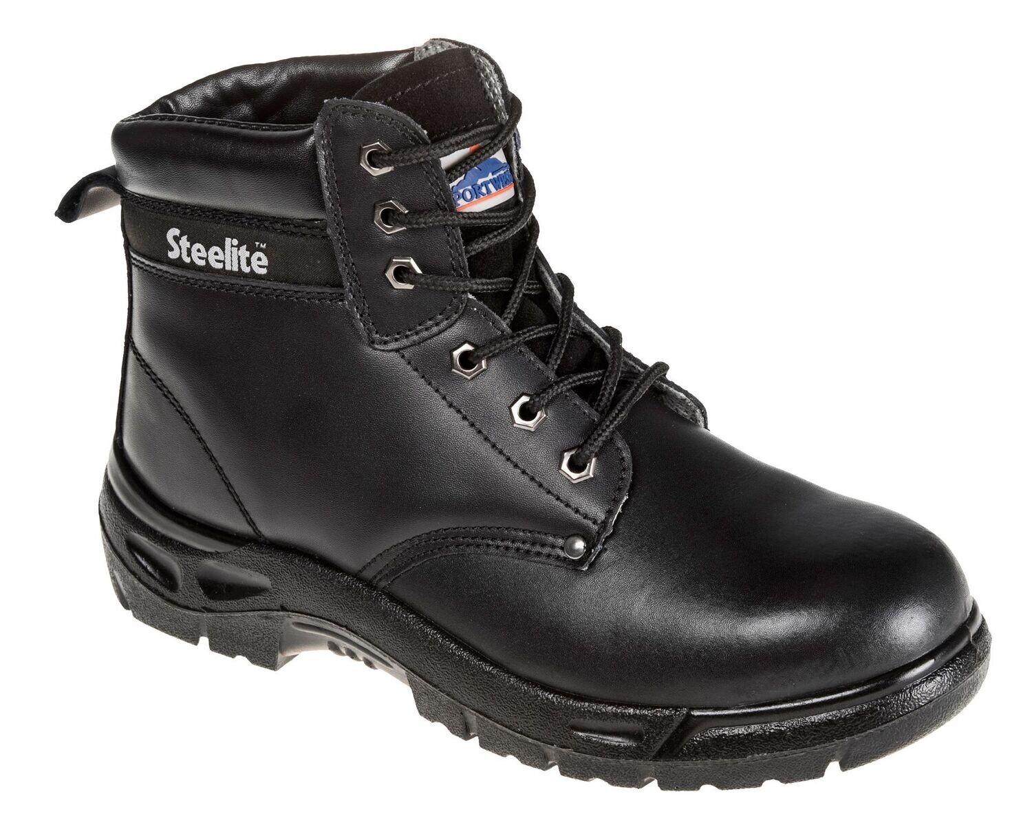 Steel Action Black Leather Ankle Safety Boot