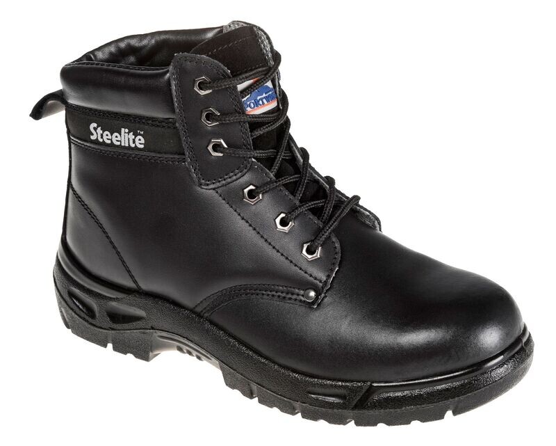 Steel Action Black Leather Ankle Safety Boot