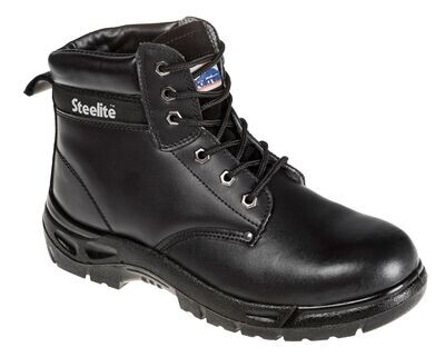 Steel Action Black Leather Ankle Safety Boot