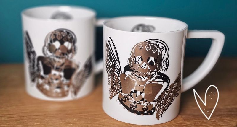 *New edition mug set 2X Platinum skull mug(positive & negative)
