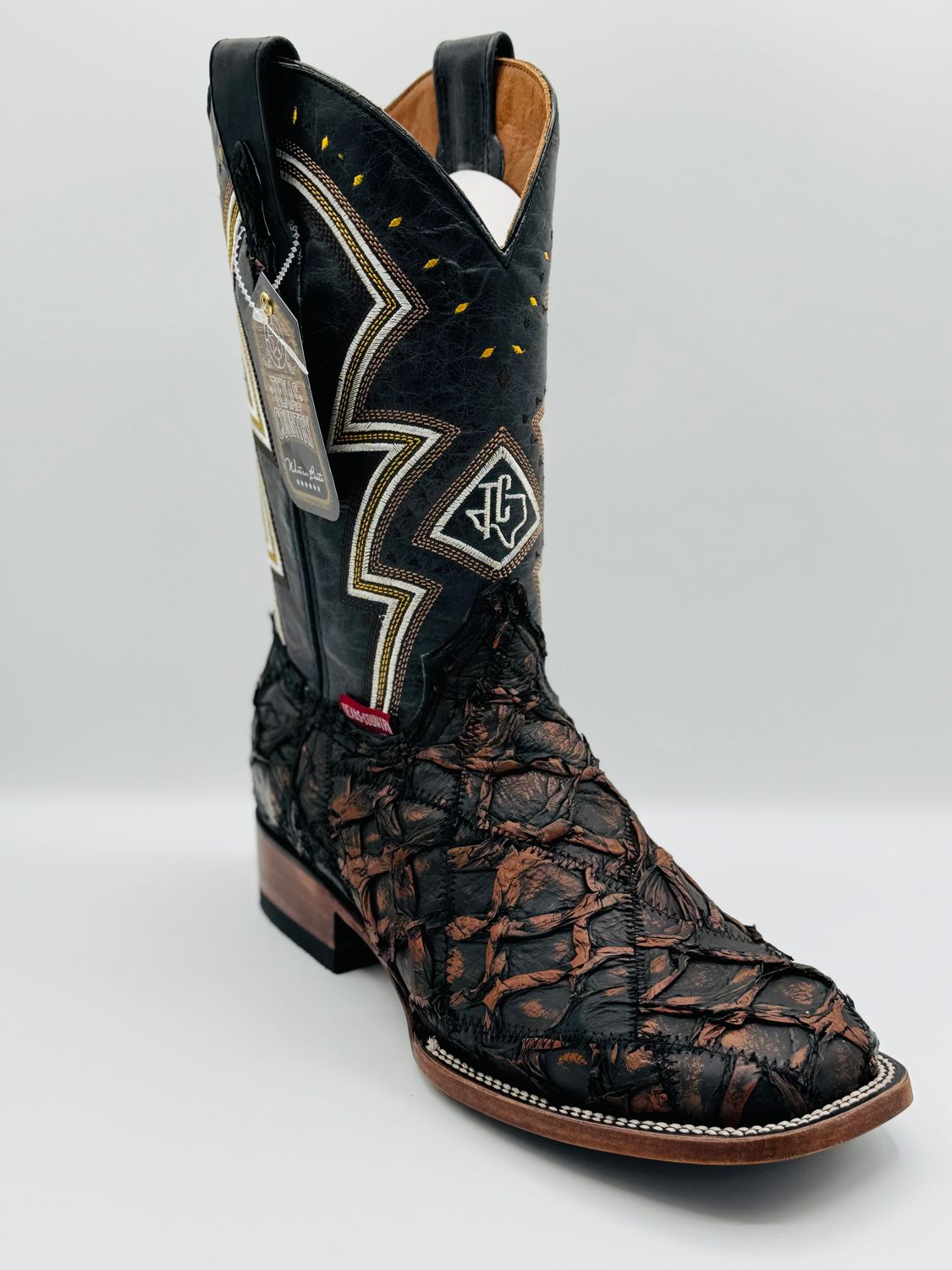 Bota Rombos Pescado Black Copper Men&#39;s Boots Square Toe