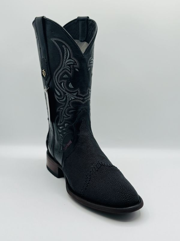 Bota Rombos Mantarraya Negro Men&#39;s Boots Round Toe