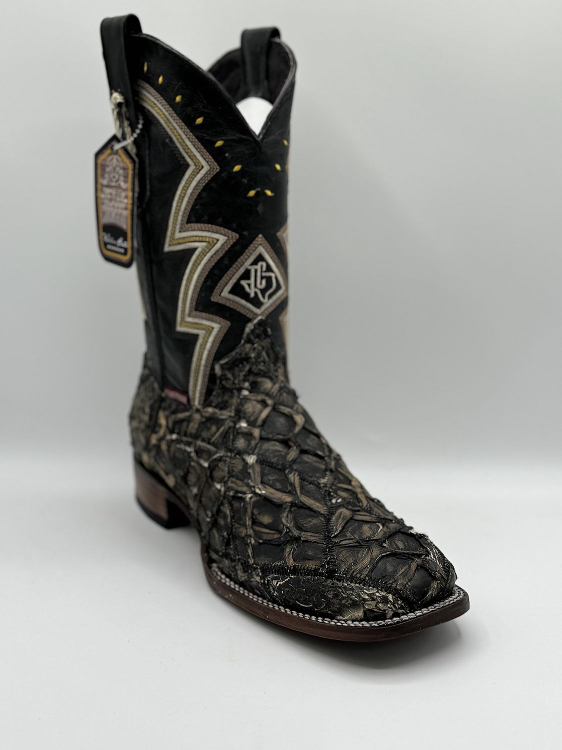 Bota Rombos Pescado Swamp Black-Green Men&#39;s Boots Square Toe
