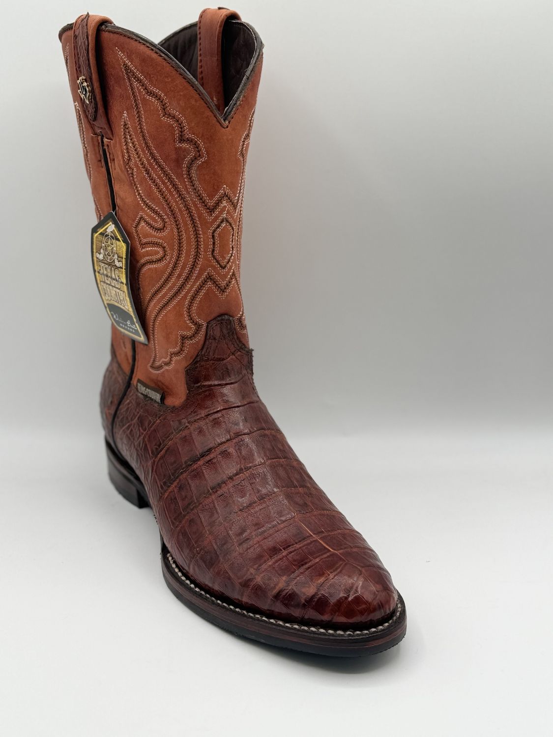 Caiman Belly Brandy Round Toe