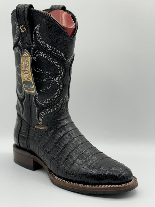 Caiman Tail Black Round Toe