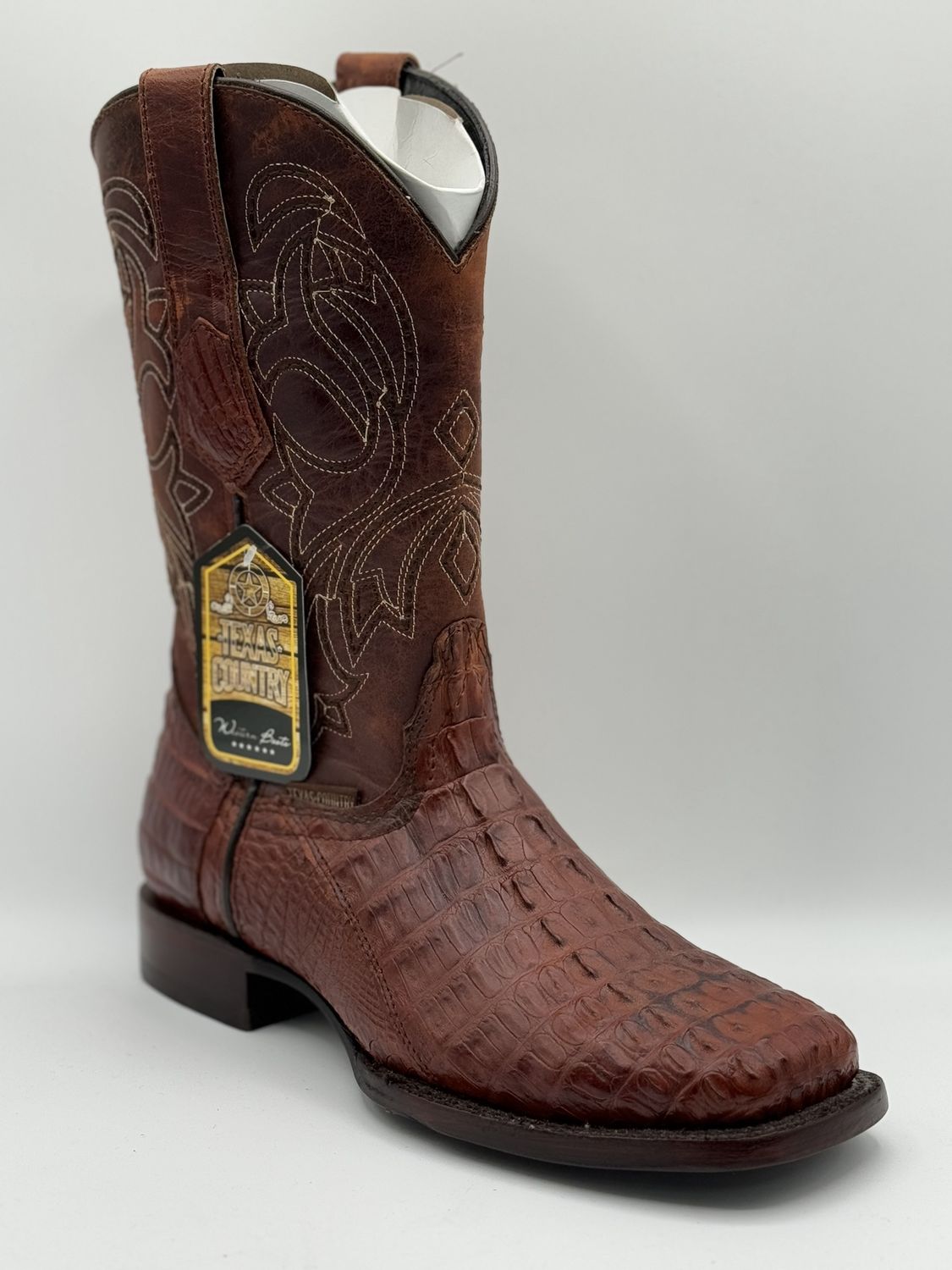 Caiman Hornback Tail Brandy Square Toe