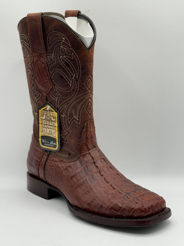 Caiman Hornback Tail Brandy Square Toe