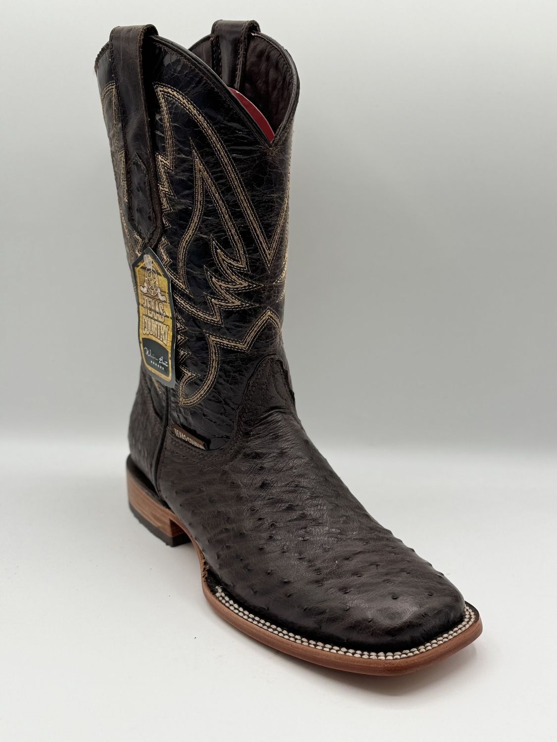Ostrich Dark Brown Square Toe