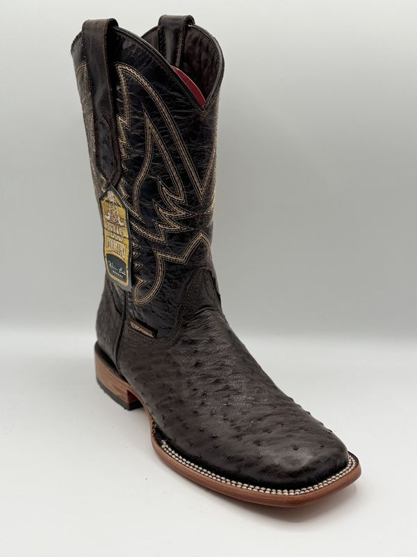 Ostrich Dark Brown Square Toe