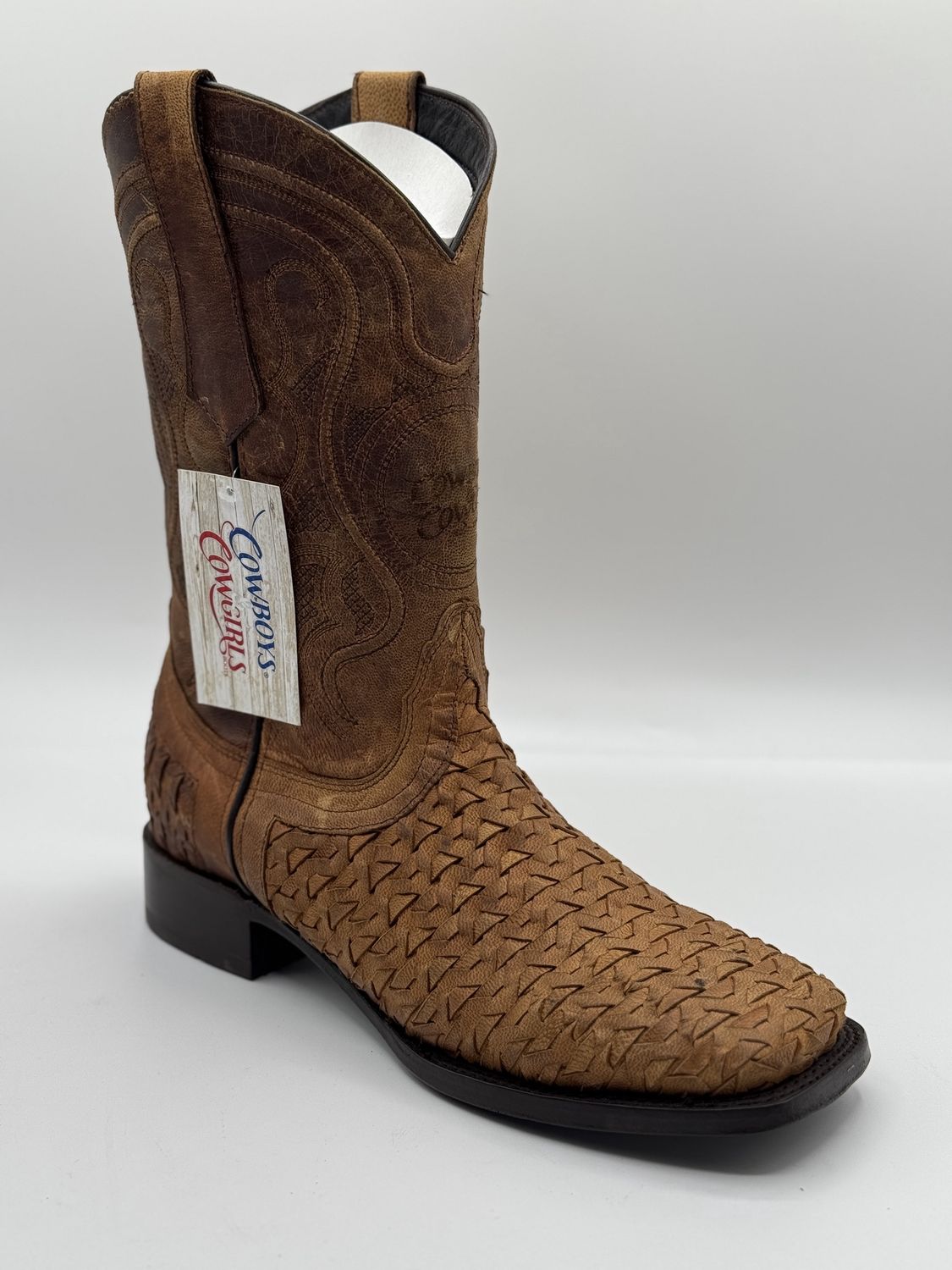 Men&#39;s Honey Petatillo Boots Square Toe E1401 Tejido Miel