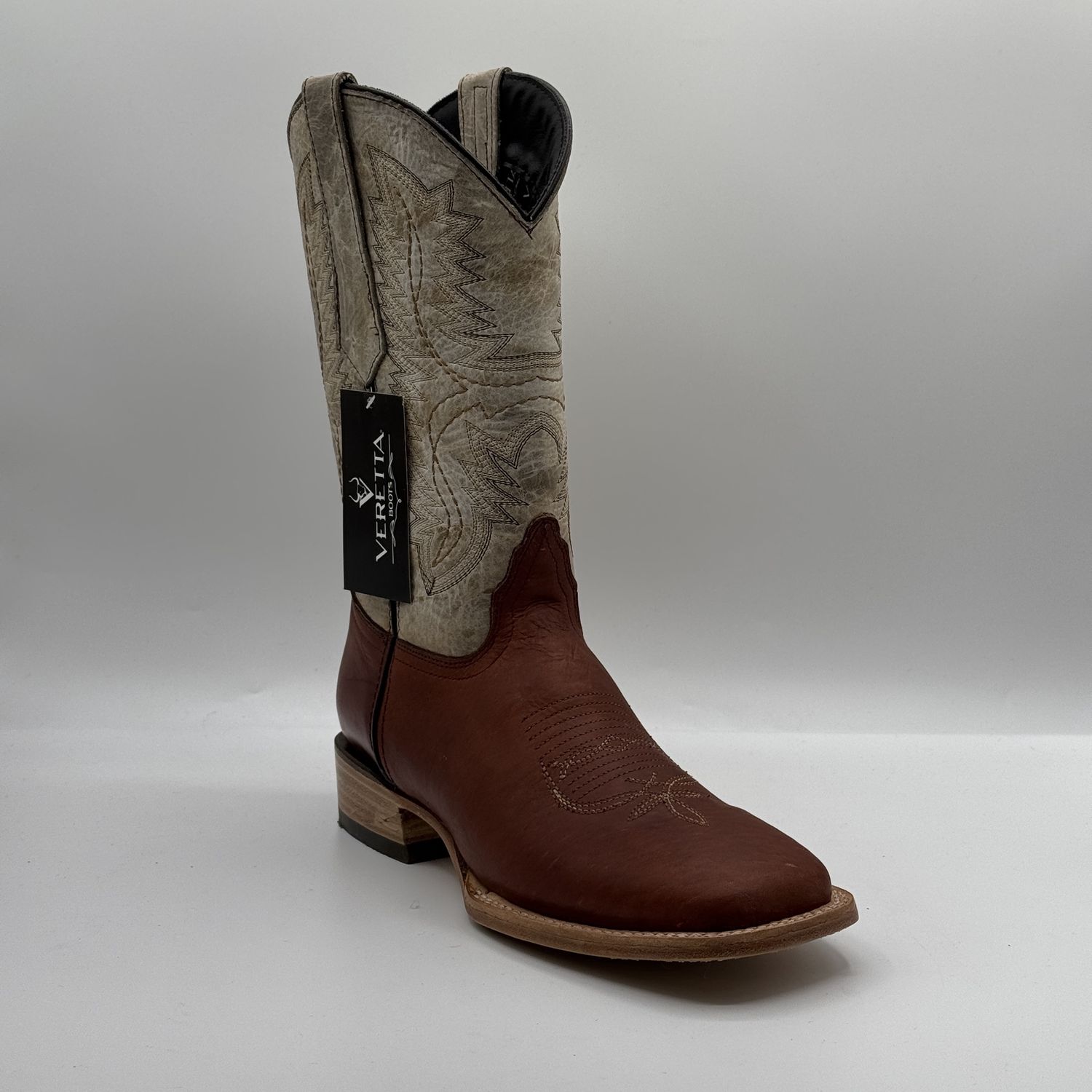 Men&#39;s Cognac Boots Square Toe E1412 Crazy Cognac 501