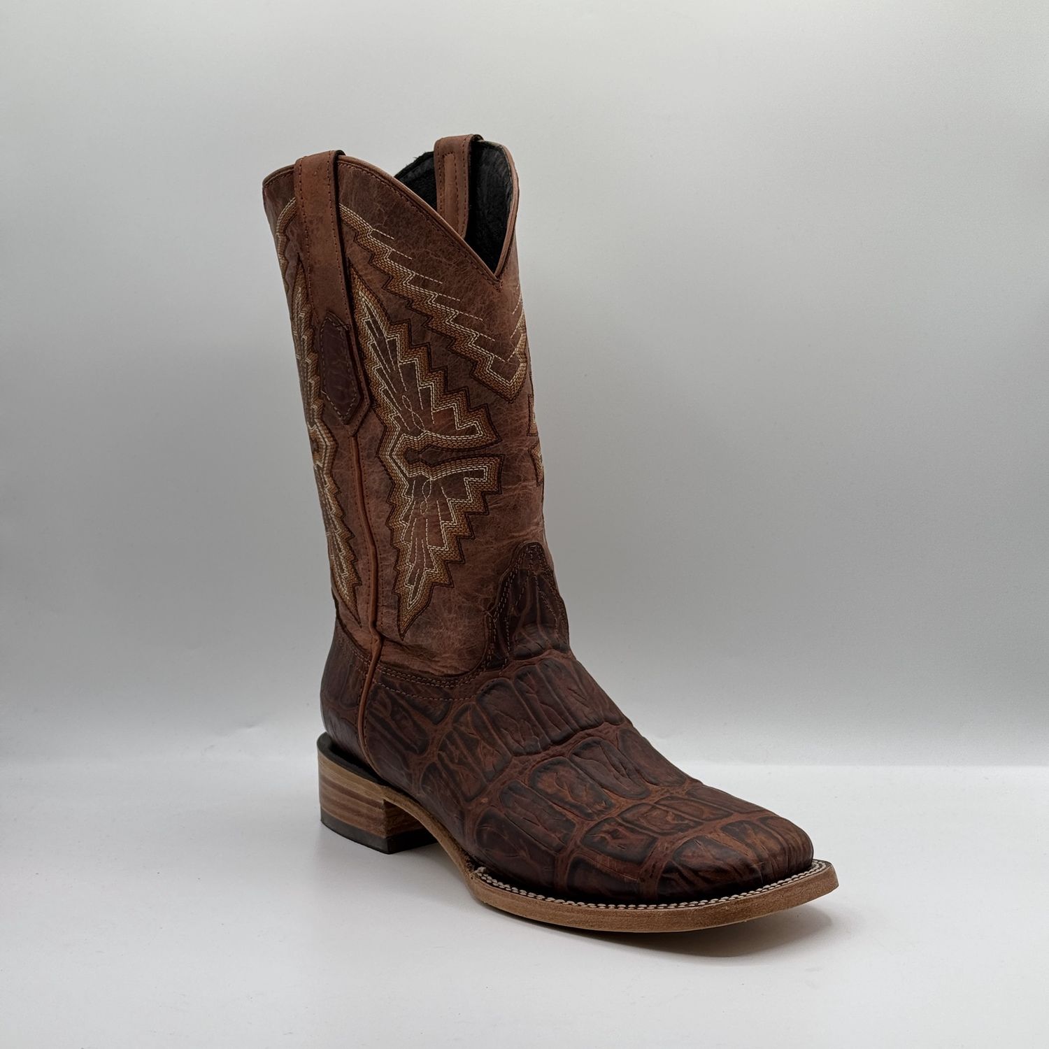 Men&#39;s Cognac Caiman Belly Boots Square Toe E1413 Lagarto Cognac 501