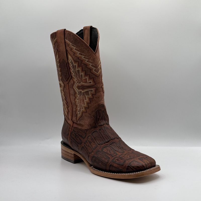 Men&#39;s Cognac Caiman Belly Boots Square Toe E1413 Lagarto Cognac 501