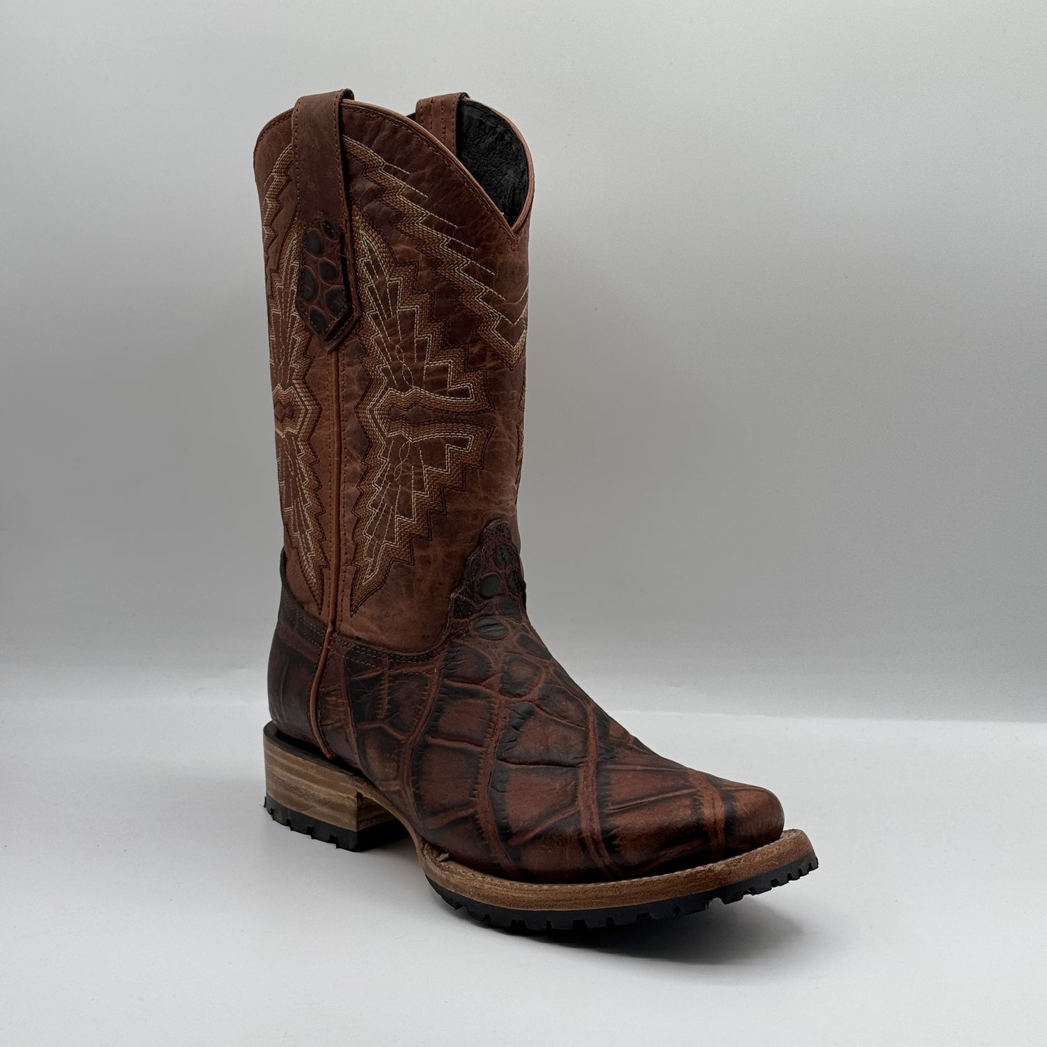 Men&#39;s Cognac Belly American Boots Rubber Sole Rodeo E1418