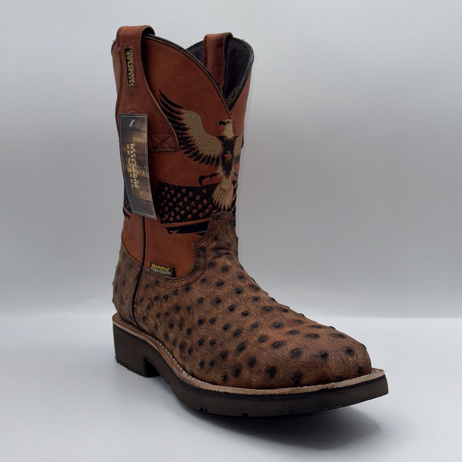 Work Boot Avestruz Ranch Rustico Cognac Steel Toe Work Tx W23 Doble Densidad