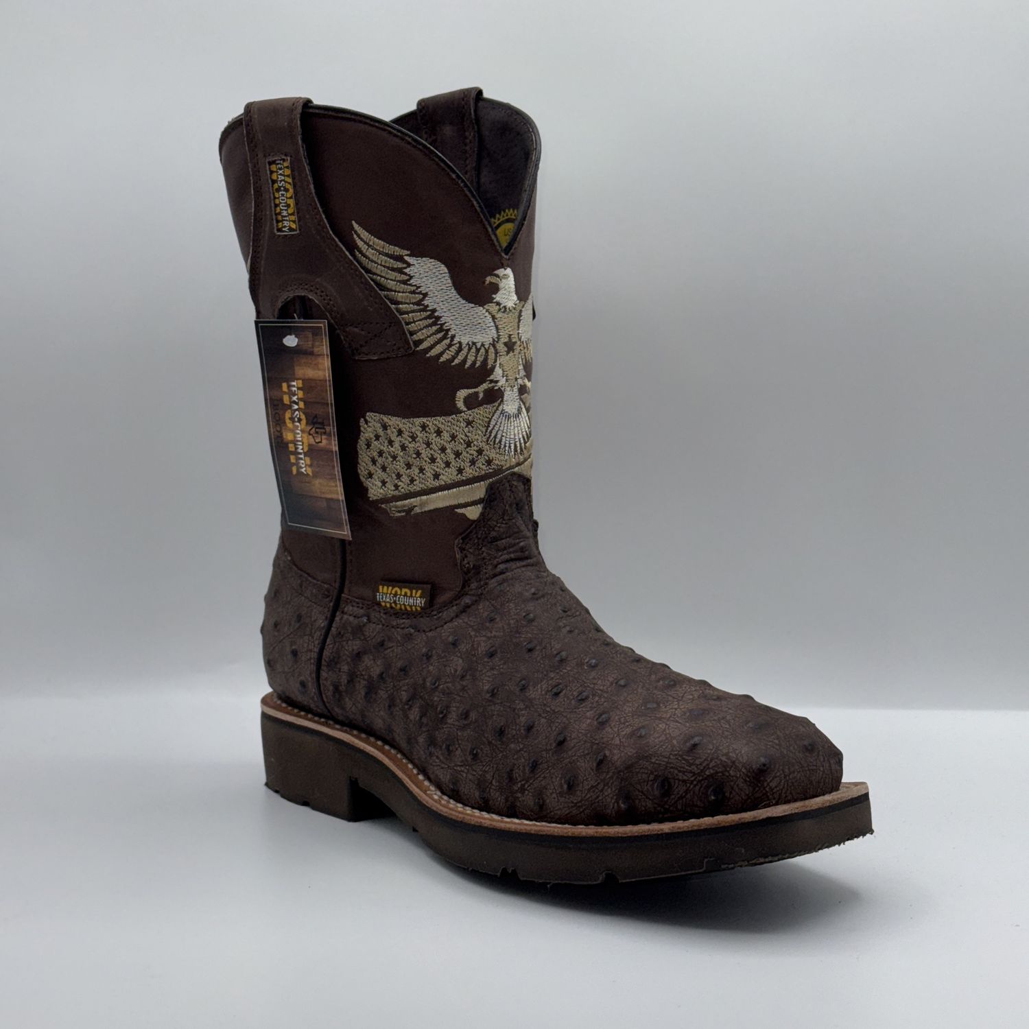 Work Boot Avestruz Ranch Rustico Choco Steel Toe Work Tx W23 Doble Densidad