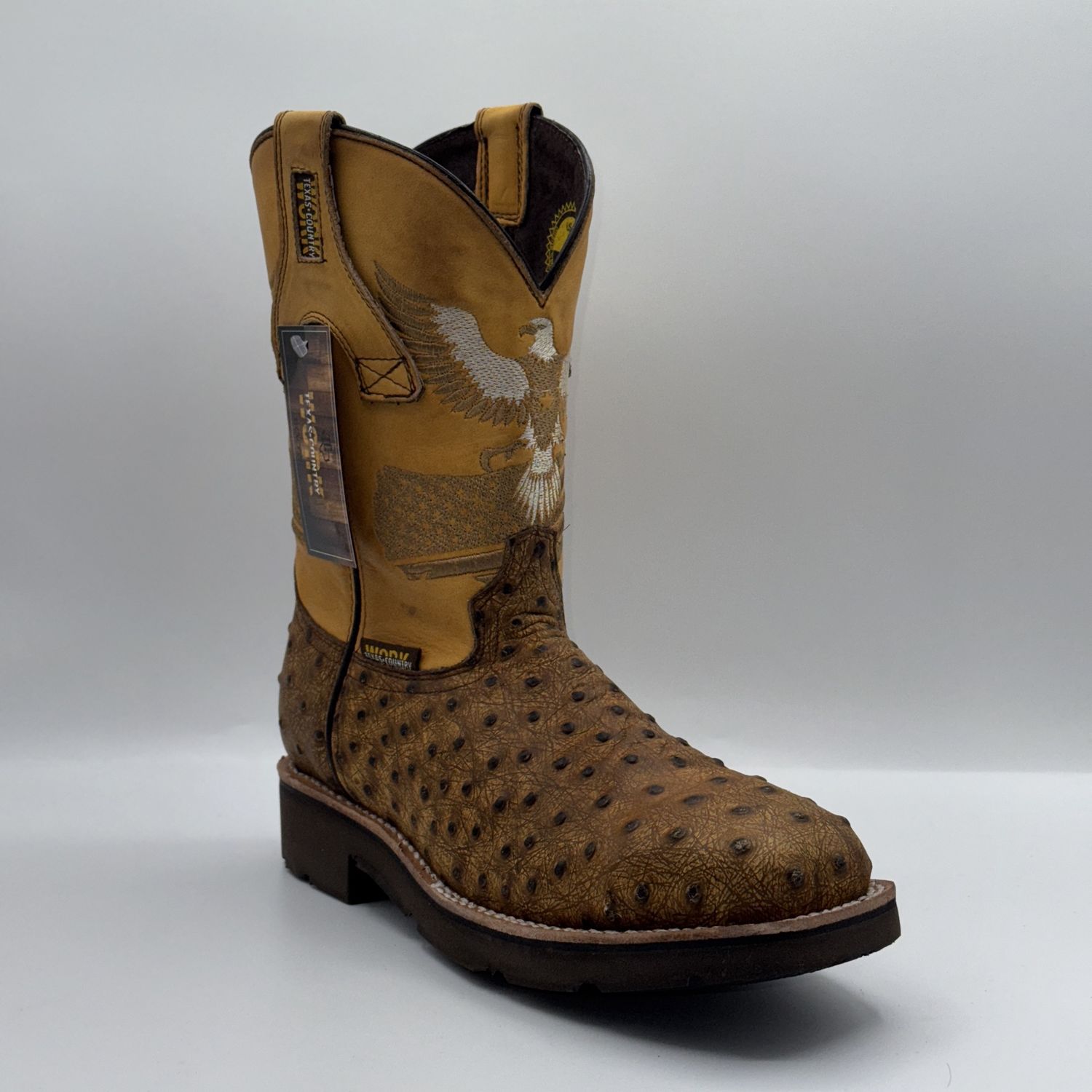Work Boot Avestruz Ranch Rustico Mantequilla Steel Toe Work Tx W23 Doble Densidad