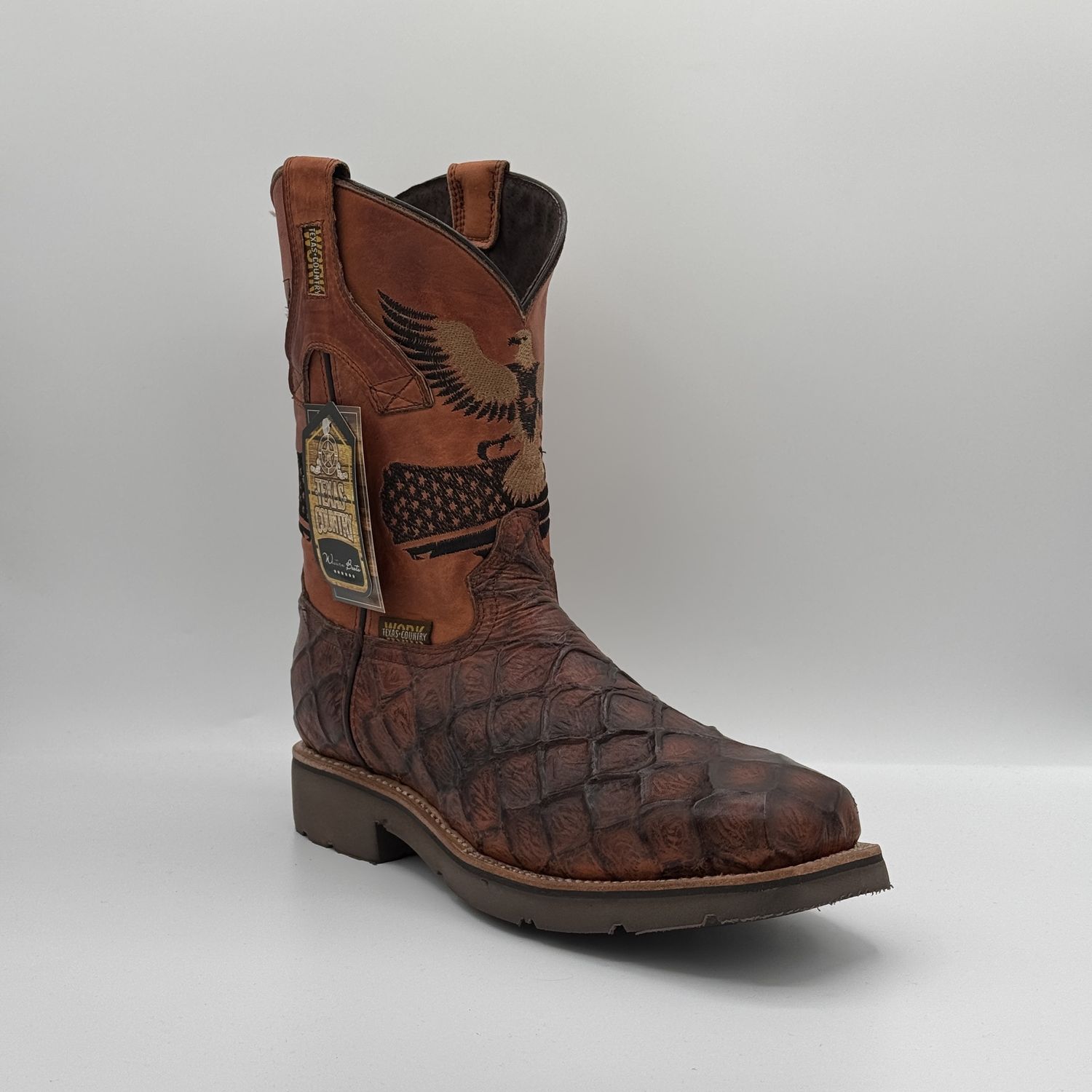 Work Boot Pez Piraru Rustico Cognac Steel Toe Work Tx W25 Doble Densidad