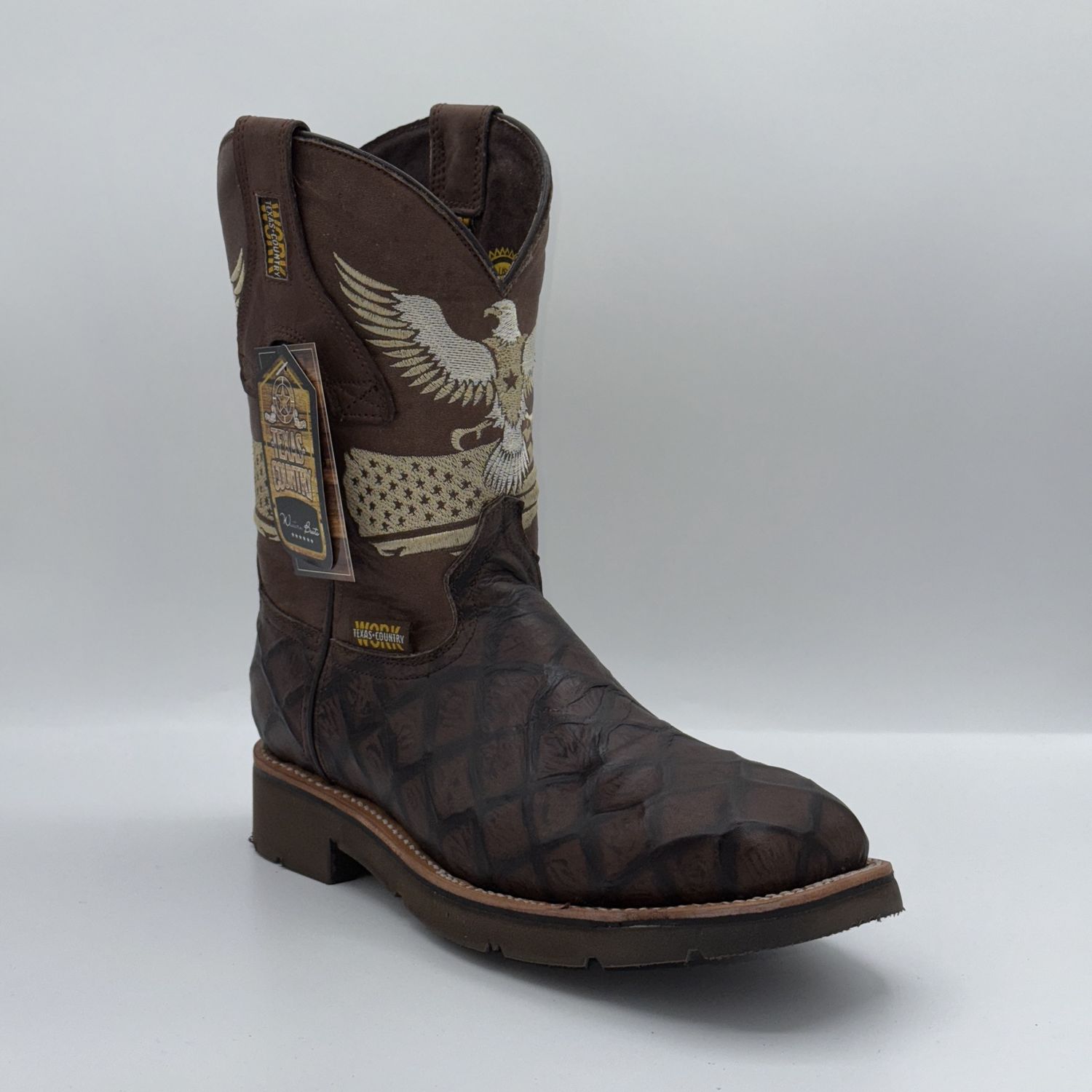 Work Boot Pez Piraru Rustico Choco Steel Toe Work Tx W25 Doble Densidad