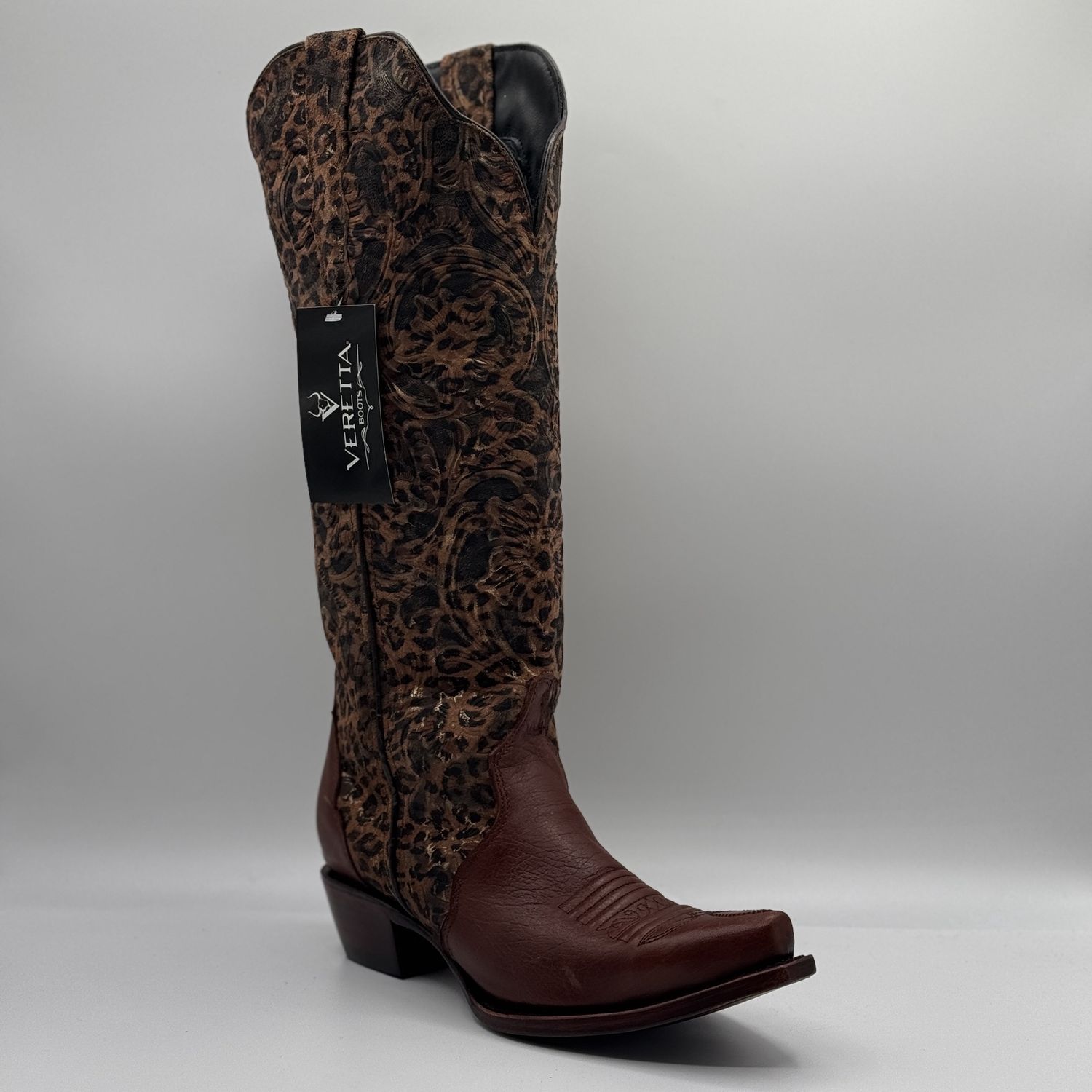 Veretta Women&#39;s Boot Bufalino Cognac Cincelado Flores Retro E1315
