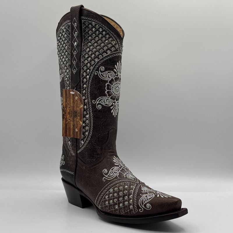 Texas Country Women&#39;s Western Alexa Choco Golden Frontier E351