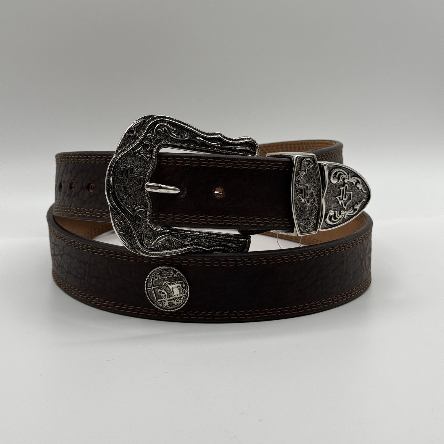 Men&#39;s Texas Country Belt Choco Buckle Religio Cruz E1335
