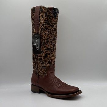 Veretta Women&#39;s Boot Bufalino Cognac Cincelado Flores H-59 E1309