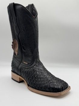 Men&#39;s Black Petatillo Boots Square Toe E676 Mestizo Negro