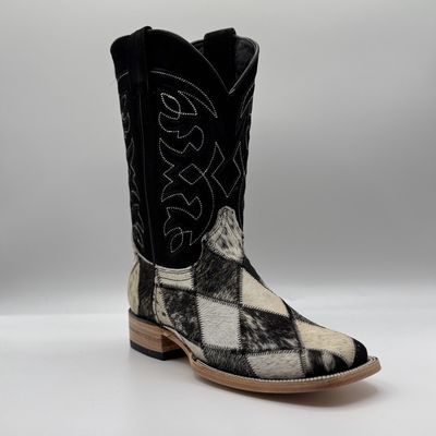 Texas Country Western Boot Cowhide Patchwork Rombos