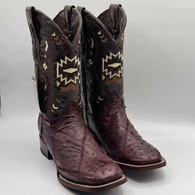 Bota Rombos Avestruz Cherry Men&#39;s Square