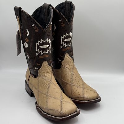Bota Rombos Avestruz Beige Men&#39;s Square