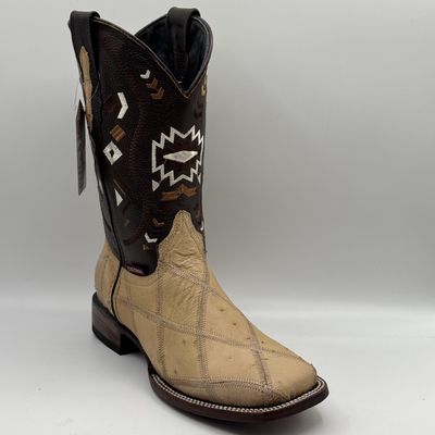 Bota Rombos Avestruz Beige Men&#39;s Square