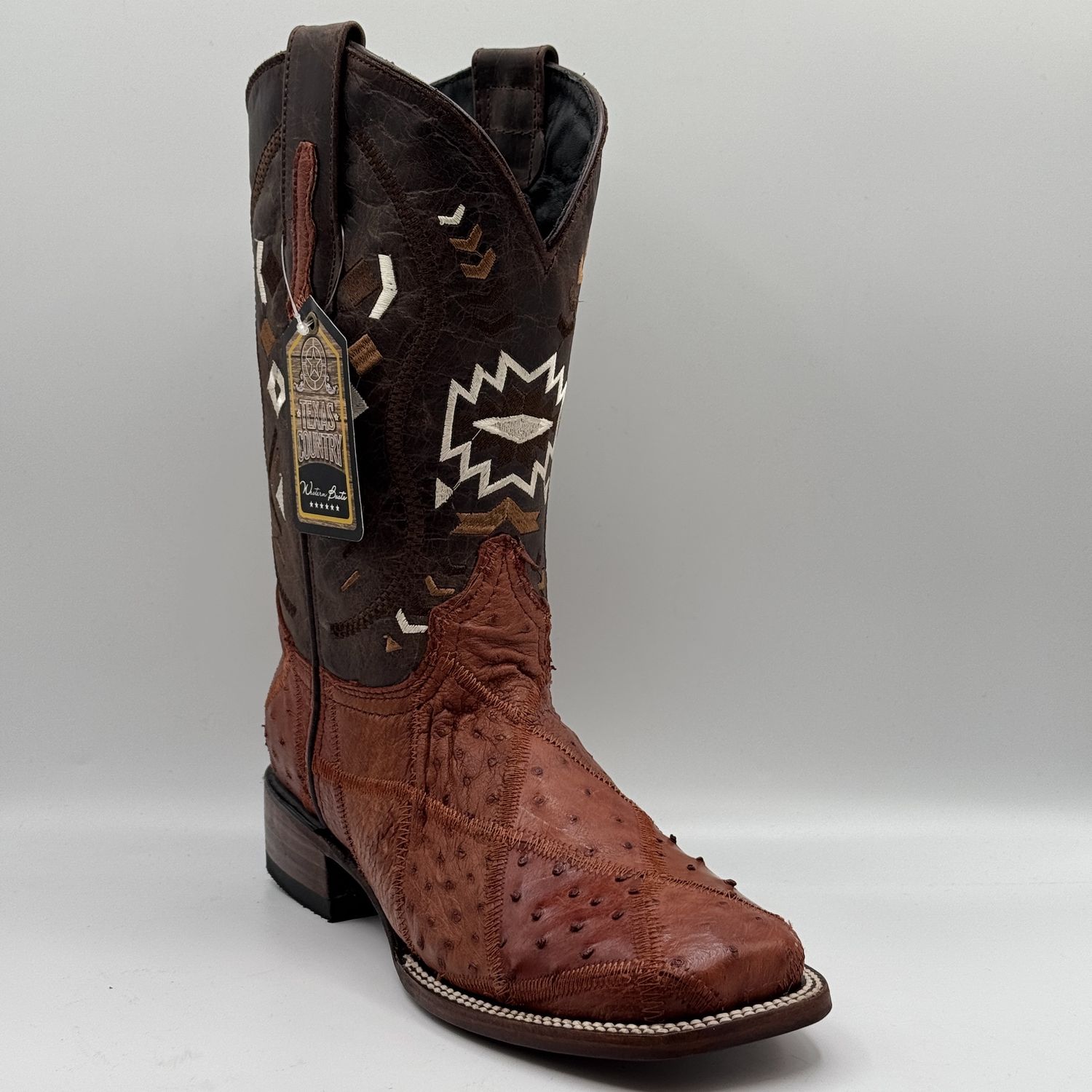 Bota Rombos Avestruz Brandy Men&#39;s Square