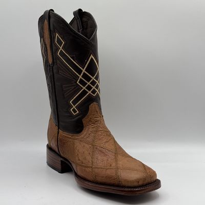Bota Rombos Avestruz Cognac Men&#39;s Square