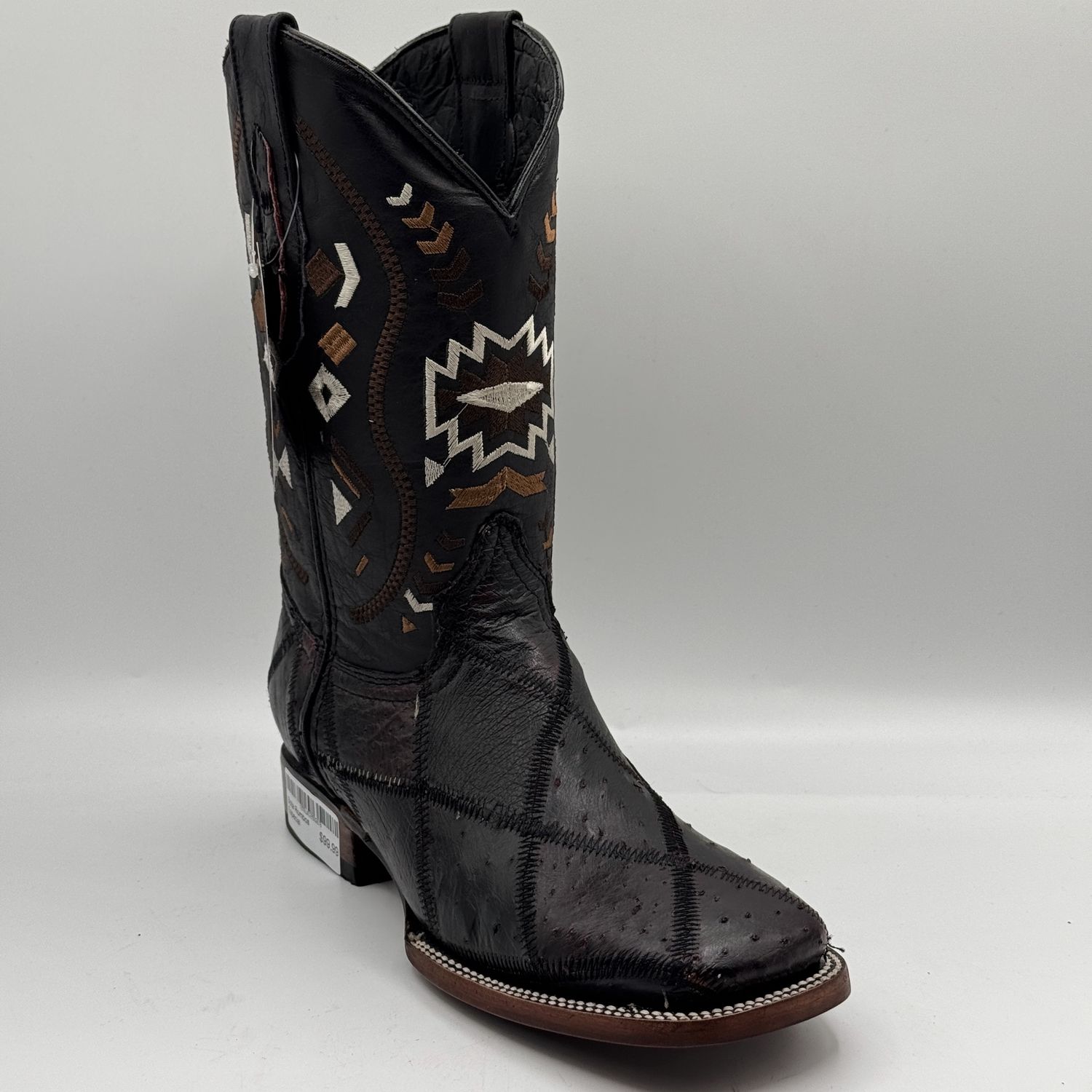 Bota Rombos Avestruz Black Cherry Men&#39;s Square