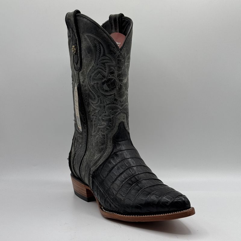Caiman Black Snip Toe Leather Sole