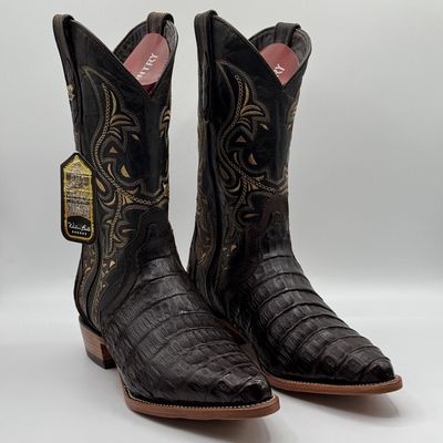 Caiman Dark Brown Snip Toe Leather Sole