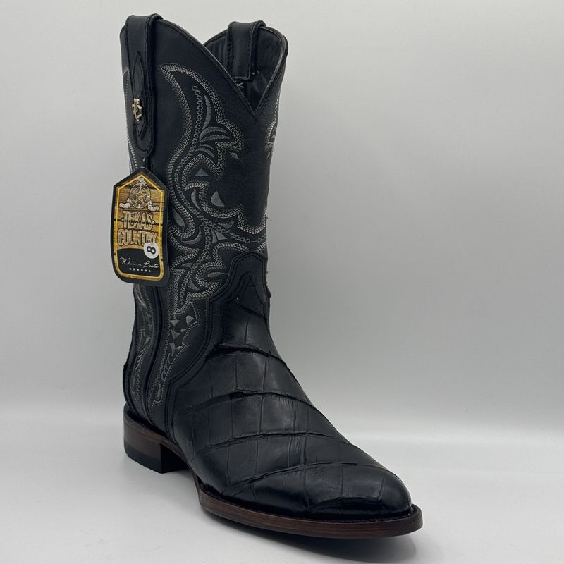 American L4garto Belly Black Round Toe Diagonal
