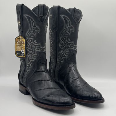 American L4garto Belly Black Round Toe Diagonal