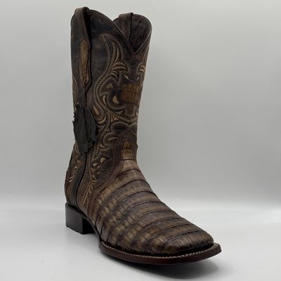 Caiman Belly Musgo Square Toe
