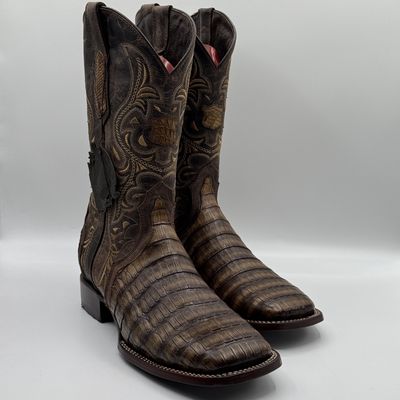Caiman Belly Musgo Square Toe